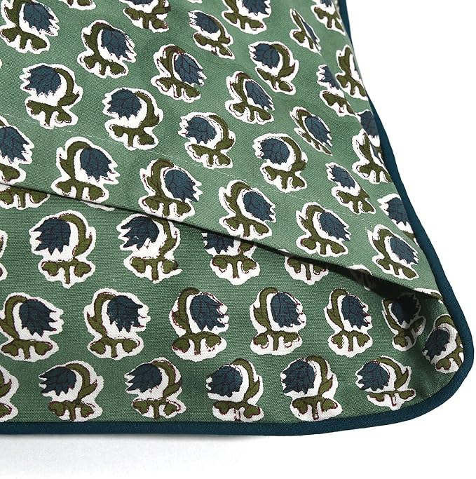 Ridhi Block Print Basil Green Pillow Cover 16" x 16" Decorative Couch Pillows - Image 6