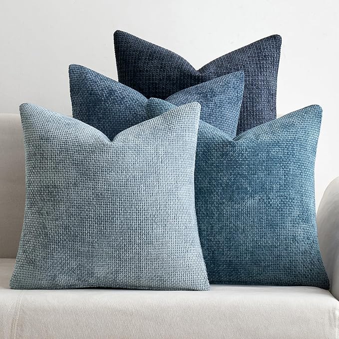 MIULEE Pack of 4 Couch Throw Pillow Covers 16x16 Inch Neutral Blue Soft by MIULEE