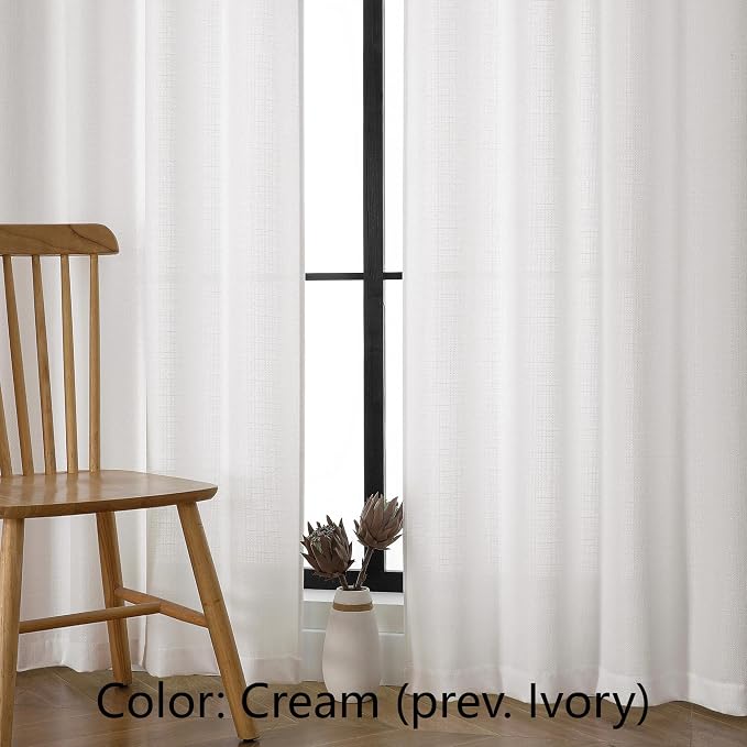 Chyhomenyc Light Filtering Curtains 72 Inch Length 2 Panels Set, Faux Linen - Image 9