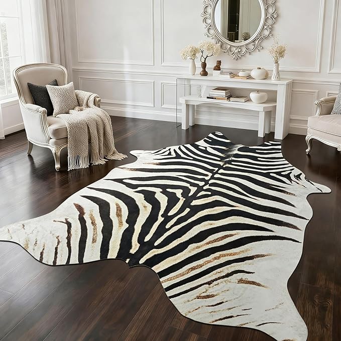 BENRON Zebra Print Area Rug, Cute Animal Hides and Skins - Image 7