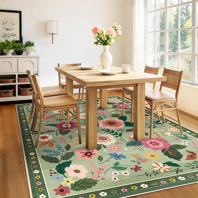 RELEANY Floral Nursery 6x9 Area Rugs Washable Print Boho Cute Carpet Non Slip - Image 9