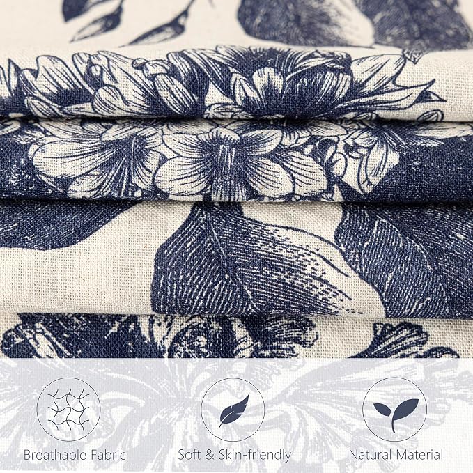 Foindtower Set of 2 Linen Floral Vintage Throw Pillow Covers Neutral Accent - Image 2