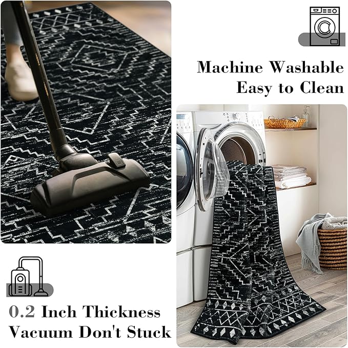 Wonnitar Moroccan 3x5 Rug, Non-Slip Geometric Tribal Entry Throw Mat, Boho - Image 4