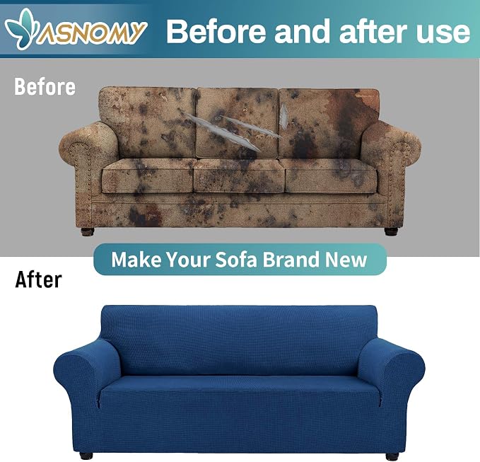 Asnomy Couch Covers for 3 Cushion Couch Stretch Sofa Covers Slipcovers - Image 6