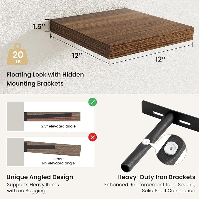 Fun Memories Rustic Wood Floating Shelves - Image 3
