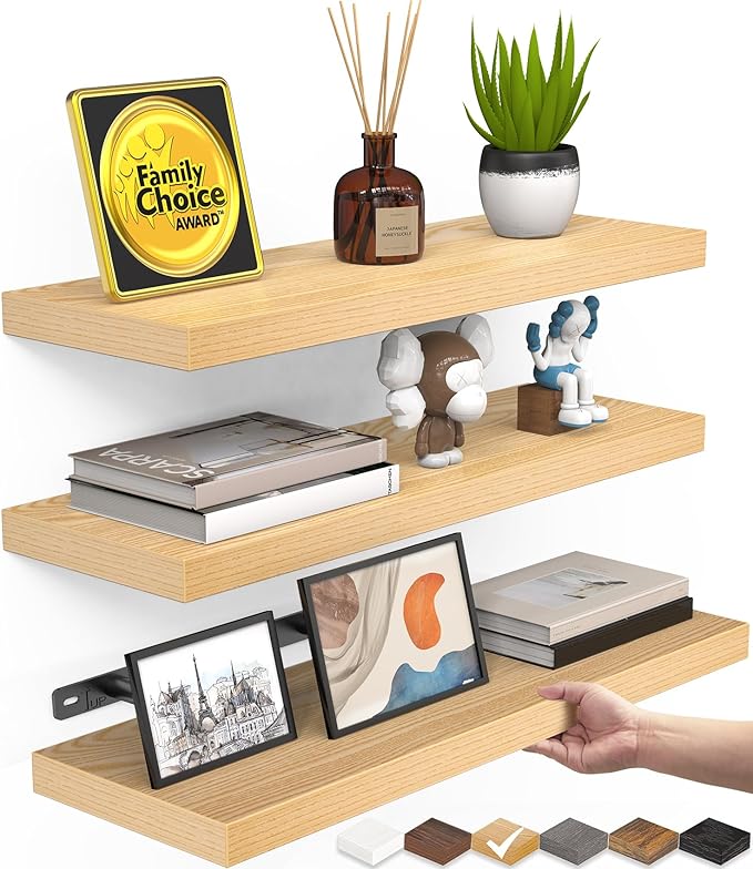 BAYKA Floating Shelves for Wall, Wall Mounted Rustic Wood Shelves for Bathroom by Bayka