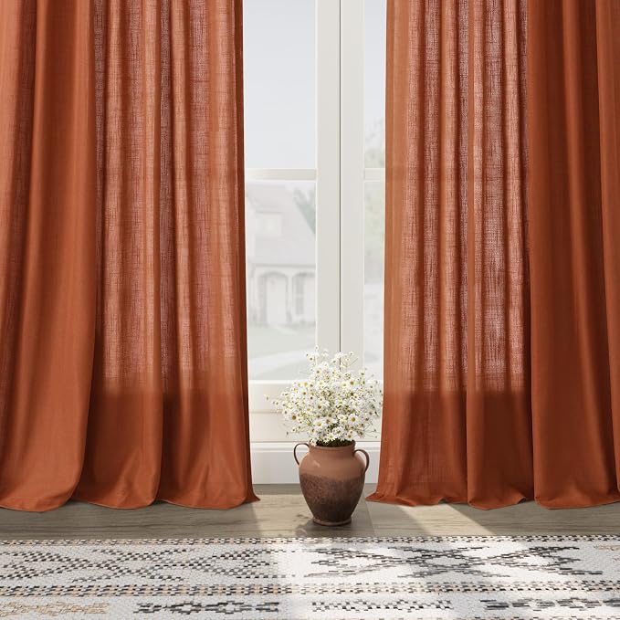 Terracotta Linen Curtains 102 Inches Long - Image 7