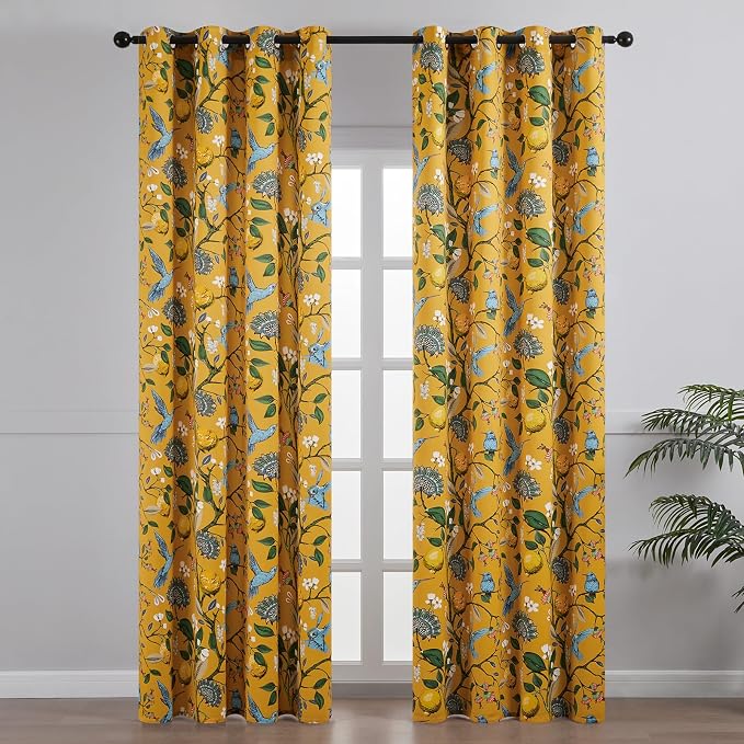Topfinel 100 Inches Long Mustard Yellow Luxury Curtains - Image 2