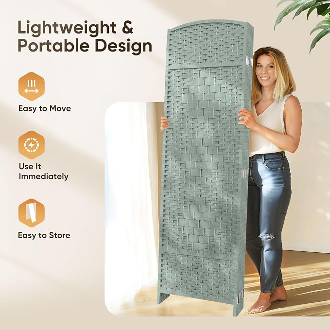 JOSTYLE Folding Privacy Room Divider, 4 Panel Screen Divider 6 ft. Tall - Image 7