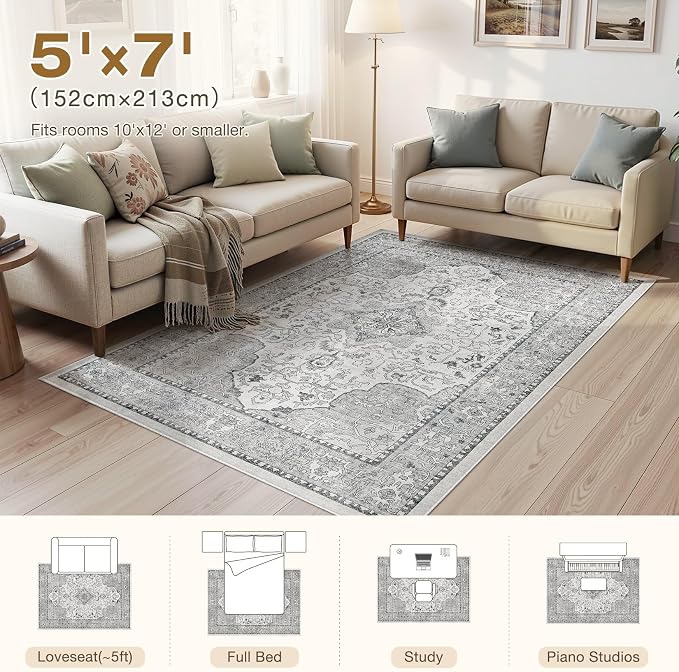 cotiled 5x7 Area Rugs Large Washable Rugs - Image 7