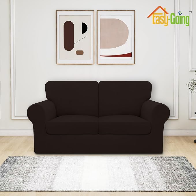 Easy-Going 5 Pieces Stretch Loveseat Cover Washable Loveseat Slipcover Set - Image 2