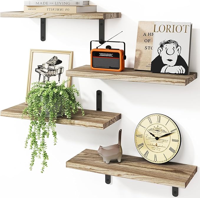 Fixwal Wall Floating Shelves for Room Decor, 4 Sets Floating Shelves for Wall by Fixwal