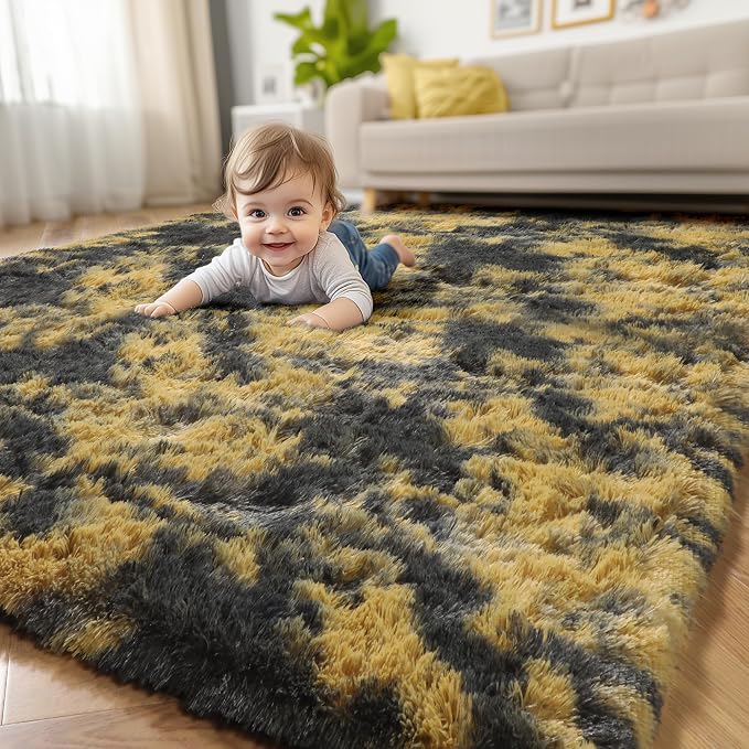 Amdrebio Black Gold Yellow Grey Rugs - Image 8