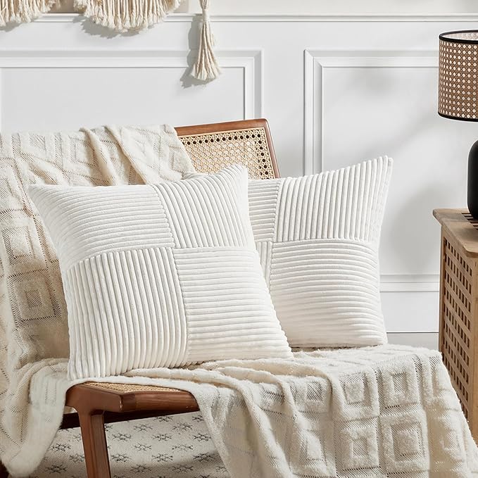 Fancy Homi 2 Packs Cream White Euro Decorative Throw Pillow Covers 28x28 Inch by Fancy+Homi