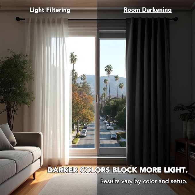 Deconovo Blackout Curtains, Thermal Insulated, W70 x L84 2 Panels, Back Tab - Image 3