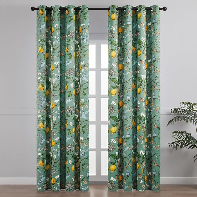 Topfinel Living Room Curtains 72 Inches Long Floral Spring Curtains, Vintage - Image 2
