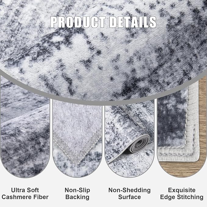 5x7 Area Rug Living Room Rug: Washable Modern Abstract Soft Thin Rug Indoor - Image 7