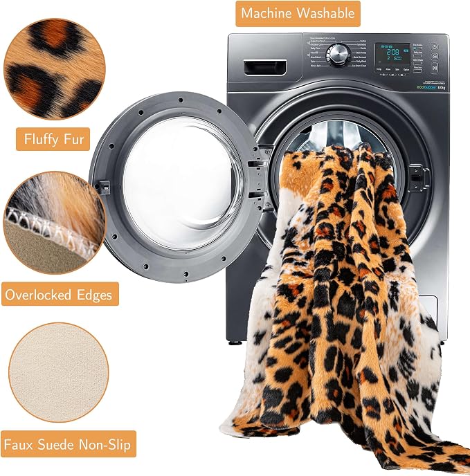 Huichenxing2021FURSTORE Leopard Print Rug, Cheetah Rug 5.3ft x 6.7ft Large Faux - Image 3