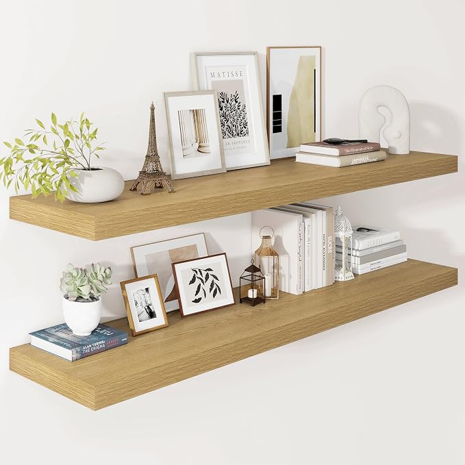 Vivelove 12 Inch Deep Floating Shelves 47.2 inch Long, 2 Inch Thick Wall Shelves by VIVELOVE