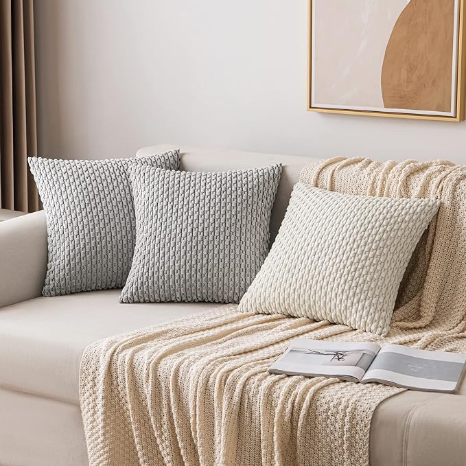 MIULEE Pack of 2 Decorative Throw Pillow Covers 18x18 Inch Soft Boho Striped - Image 4