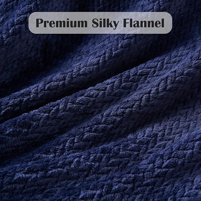 NEWCOSPLAY Super Soft Twin Blanket Dark Navy Premium Silky Flannel Fleece - Image 5