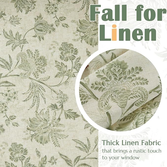 jinchan Linen Floral Tie up Shade Valance Curtains - Image 5