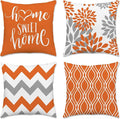 Hexagram Geometric Orange Pillow Covers 18x18 Set of 4, Decorative Outdoor Boho by Hexagram