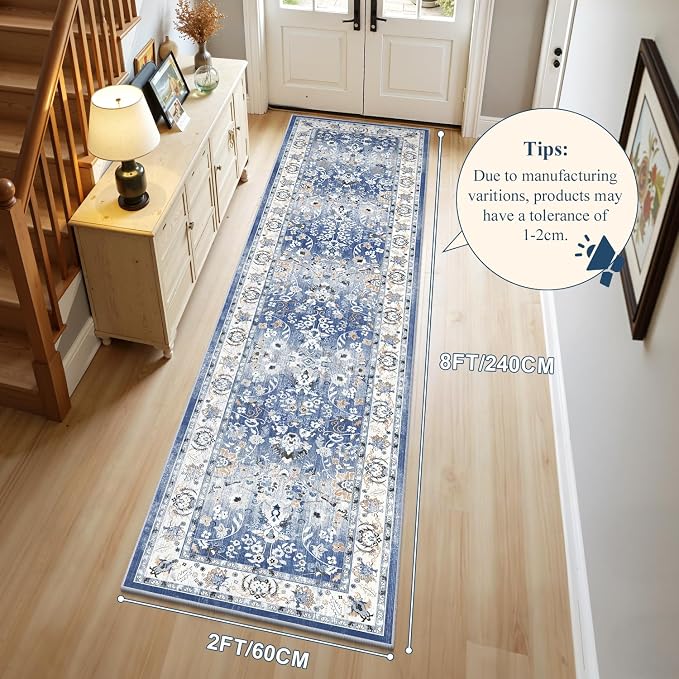 LOKHOM Washable Runner Rug, 2x8 Non-Slip Vintage Hallway Runner Rug - Image 2