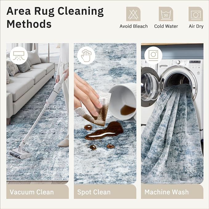 Soalmost Area Rug 10x12 Vintage Washable Living Room Large Carpet Non Slip - Image 9