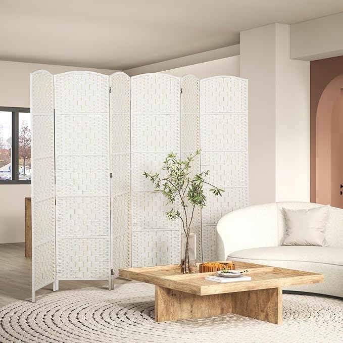 HOMCOM Room Divider 6 Panel, 6FT Tall Folding Privacy Screen, Freestanding - Image 2