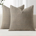 MIULEE Decorative Linen Check Euro Shams Throw Pillow Covers Neutral Farmhouse by MIULEE