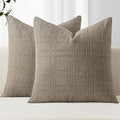 MIULEE Decorative Linen Check Euro Shams Throw Pillow Covers Neutral Farmhouse by MIULEE