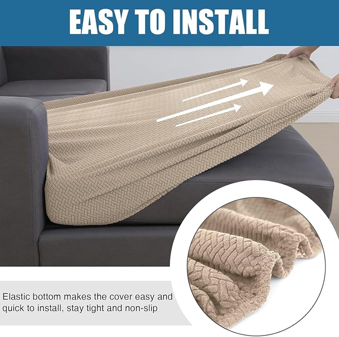 Smiry Waterproof Couch Cushion Covers, Stretch Jacquard Sectional Couch Covers - Image 4