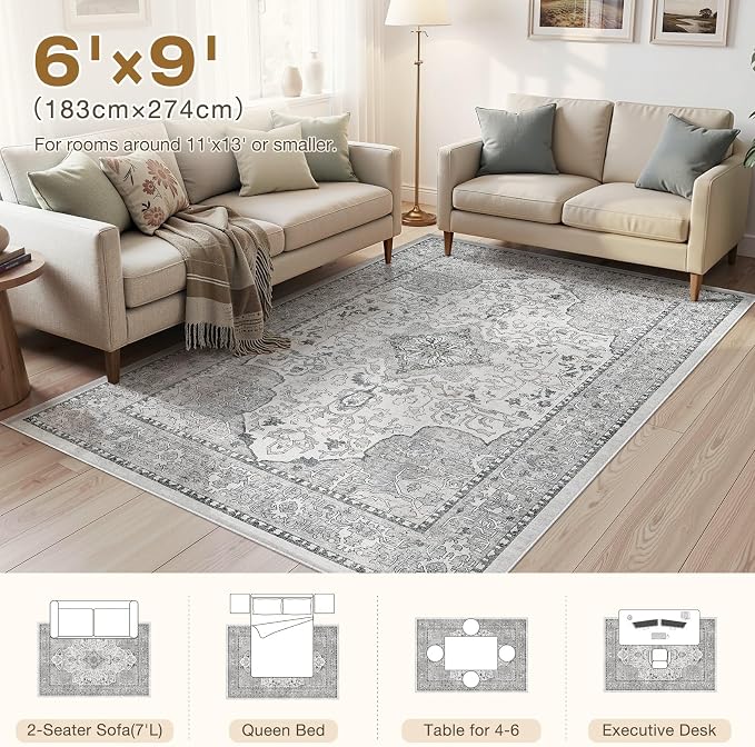 cotiled 6x9 Area Rugs Large Washable Rugs - Image 7