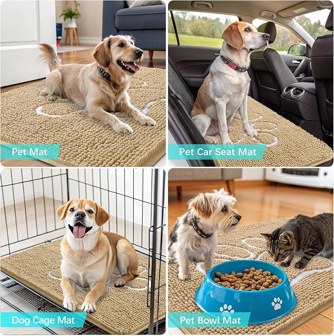 OLANLY Dog Door Mat for Muddy Paws 30x20, Paw Print Design, Absorbs Moisture - Image 7