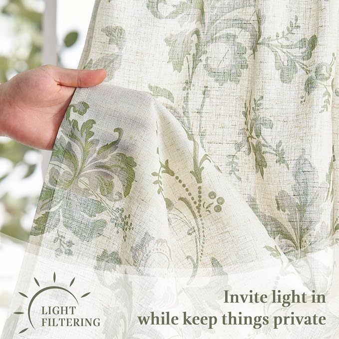 jinchan Tie Up Valance Curtain Floral Linen - Image 4