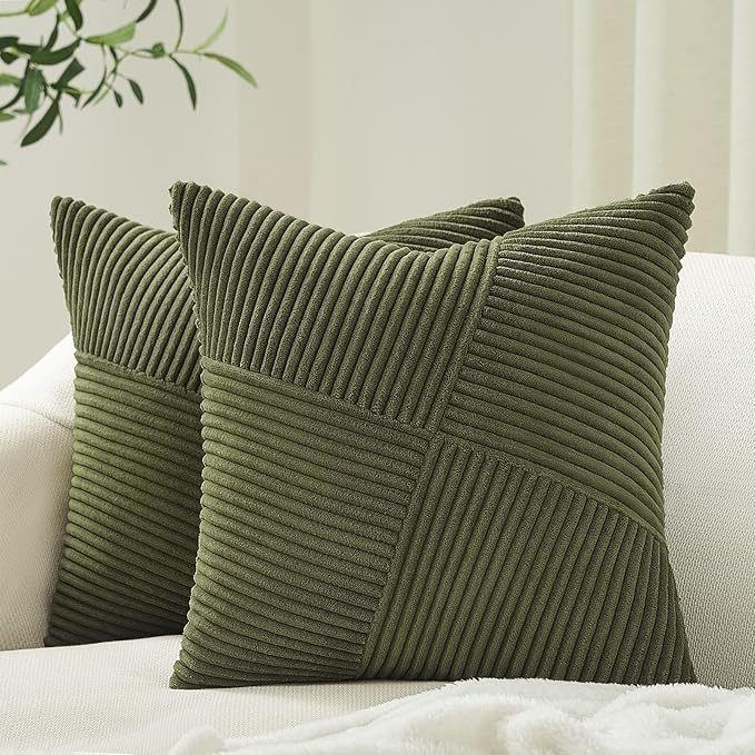 Topfinel Olive Green Decorative Throw Pillow Covers Set of 2 18x18 Inches by Topfinel
