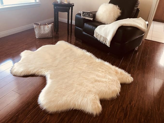 Free Shape Luxury Soft Fluffy Shag Area Rug Double Side by Side 3'x4', 90x120cm by LAMBZYRUGS