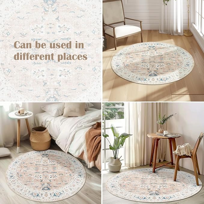 jinchan Round Rug 5ft Area Rug - Image 4