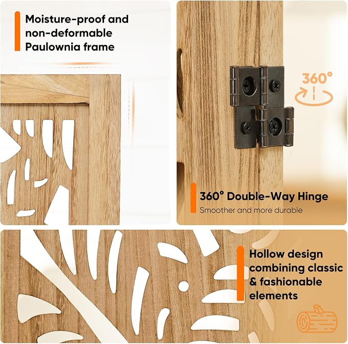 JOSTYLE Wooden Room Divider Screen, 6-Panel Screen Divider - Image 4