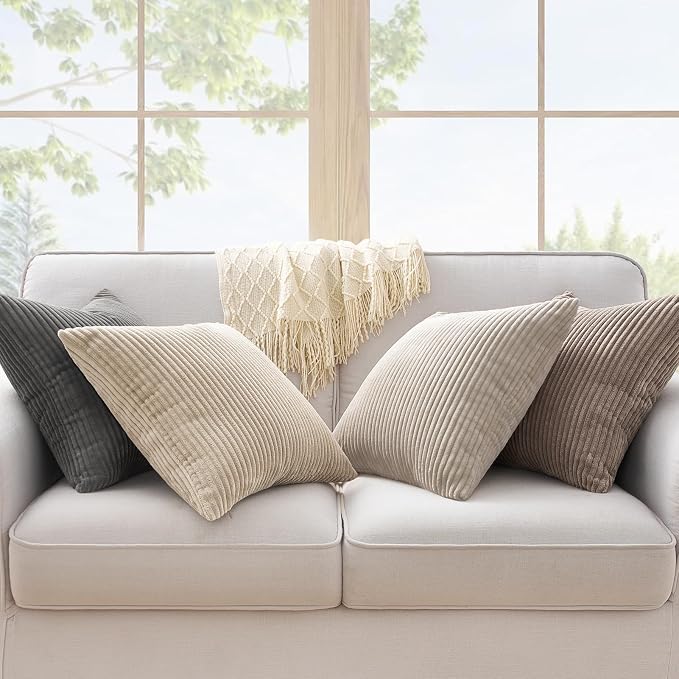Topfinel 4 Packs Natural Decorative Throw Pillows Covers 24x24 Inch - Image 2