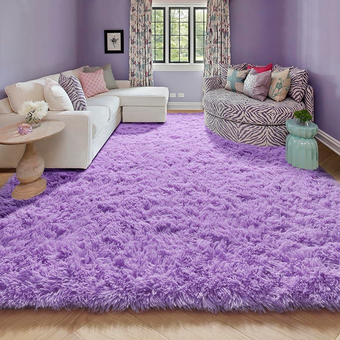 Purple Area Rugs for Girls Bedroom, 5x8 Rug, Fluffy Shag Rug for Living Room - Image 8