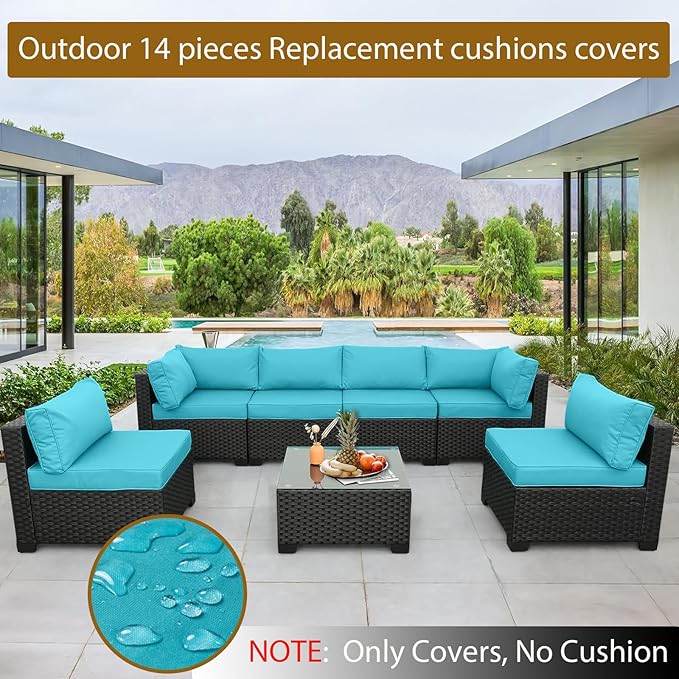 14 Piece Outdoor Patio Cushion Cover Replacement, Waterproof Patio Cushion - Image 5