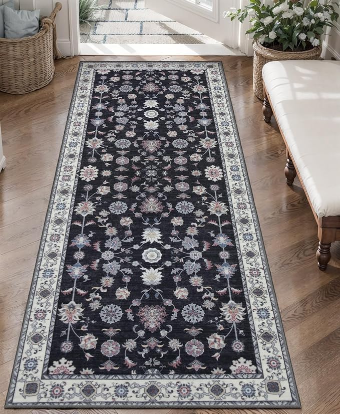 Tangsoo Washable Runner Rug for Hallway Non Slip, 2x5 Boho Floral Vintage by Tangsoo