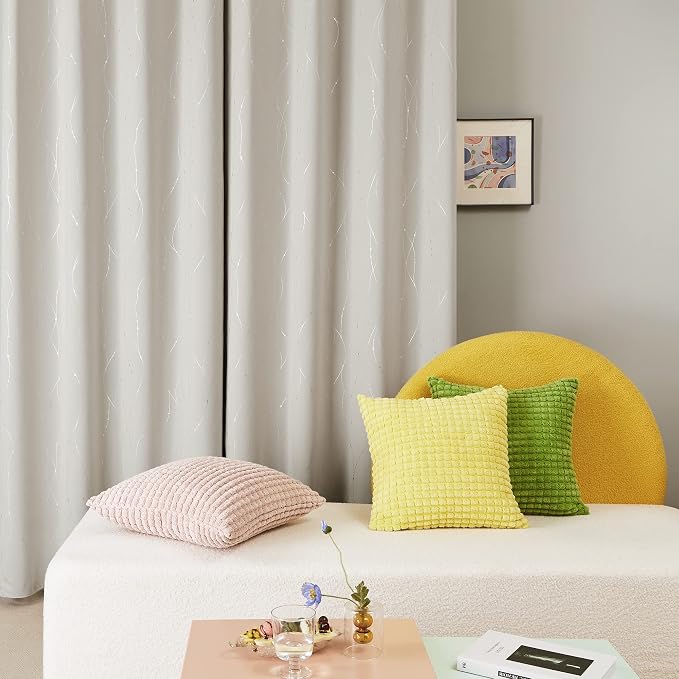 Deconovo Beige Curtains for Living Room, Light Darkening Soundproof Drapes - Image 3
