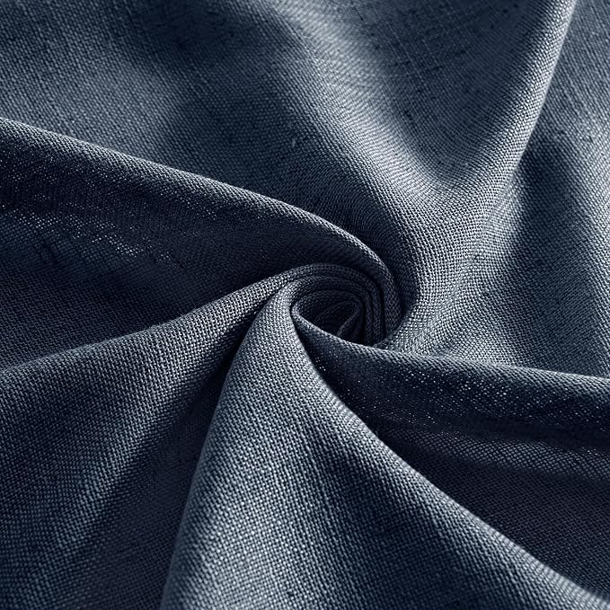 MIULEE Navy Blue Linen Curtains 72 Inch Length 2 Panels - Image 8