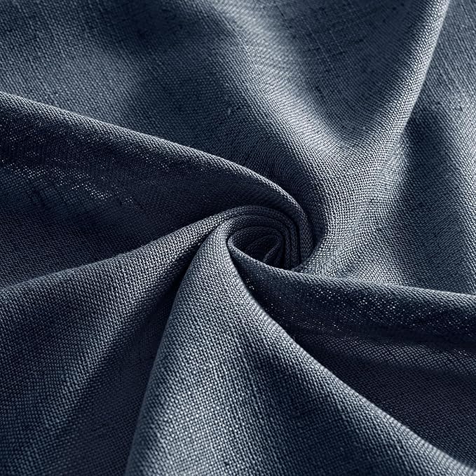 MIULEE Navy Blue Linen Curtains 96 Inch Length 2 Panels - Image 8