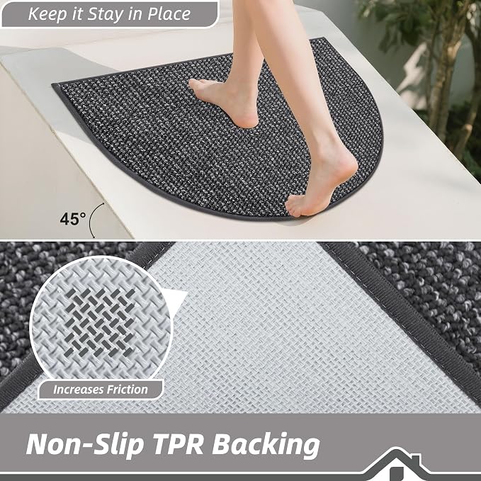 BEQHAUSE Dirt Trapper Door Mat 26" x 40" Half Circle Non-Slip Washable Doormats - Image 4