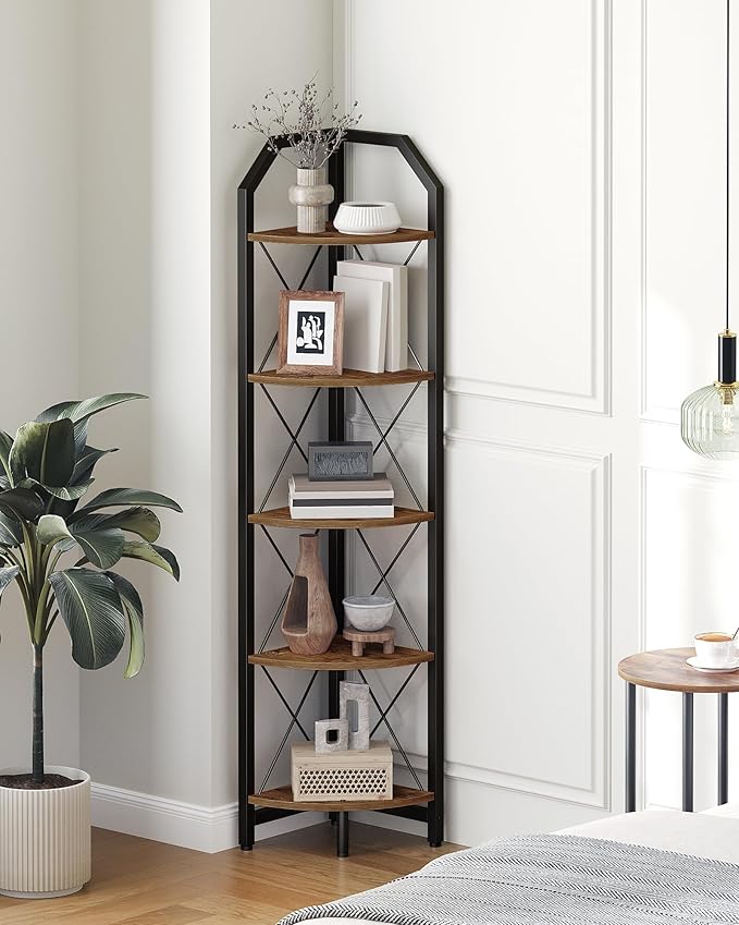 CHOEZON 59.4" Corner Shelf, 5-Tier Industrial Corner Bookshelf, Corner Storage by Choezon