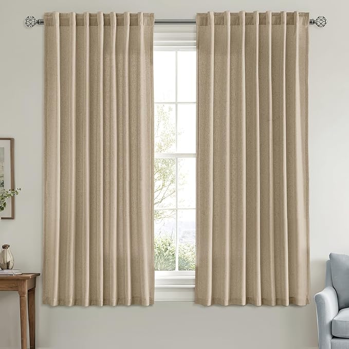 MIULEE Non-See-Through Privacy Linen Curtains 2 Panels, Light Filtering Window - Image 3
